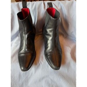 Mark Astbury Beatwear Black Leather Chelsea Boots Red Lining Italy Mens 40